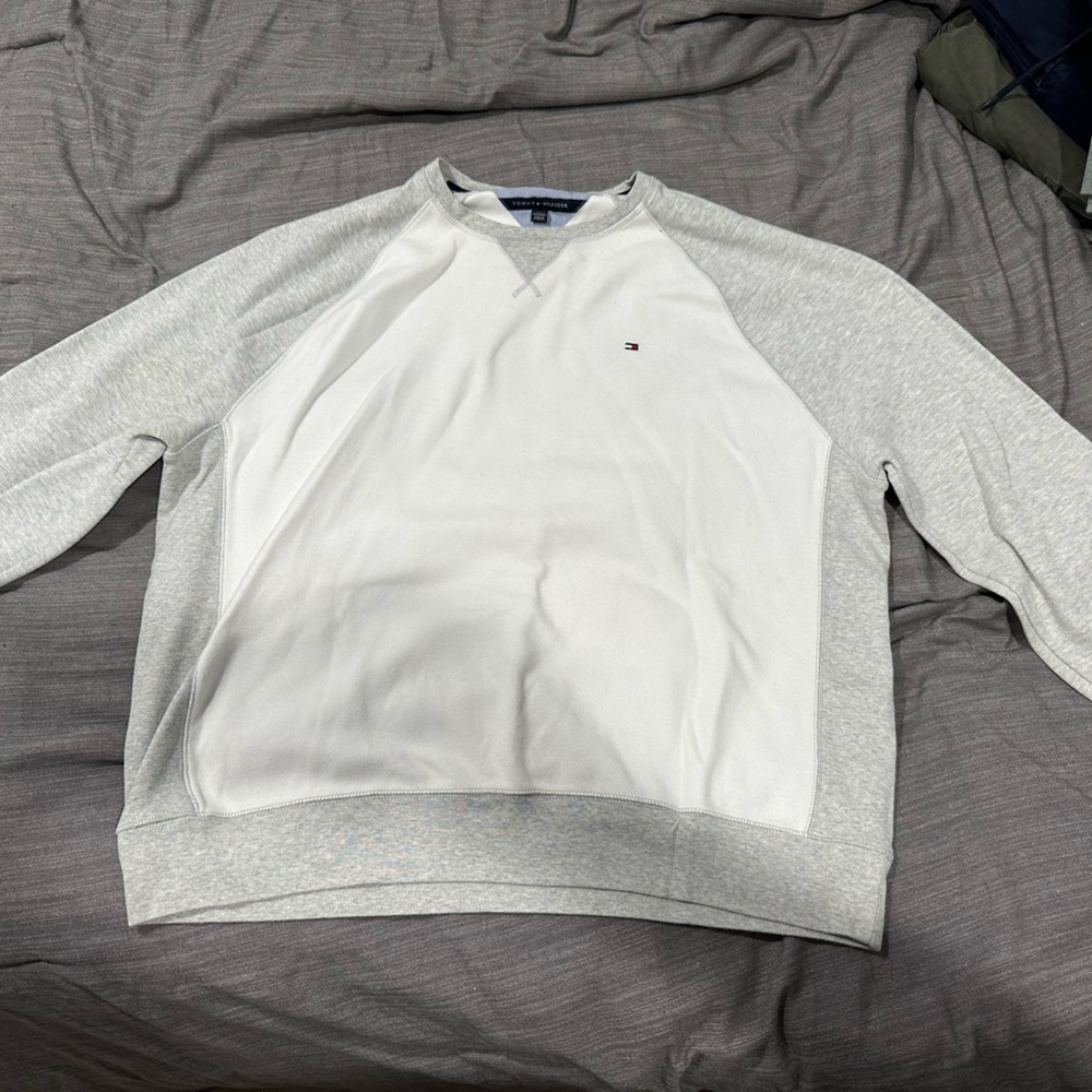 White and grey crew neck